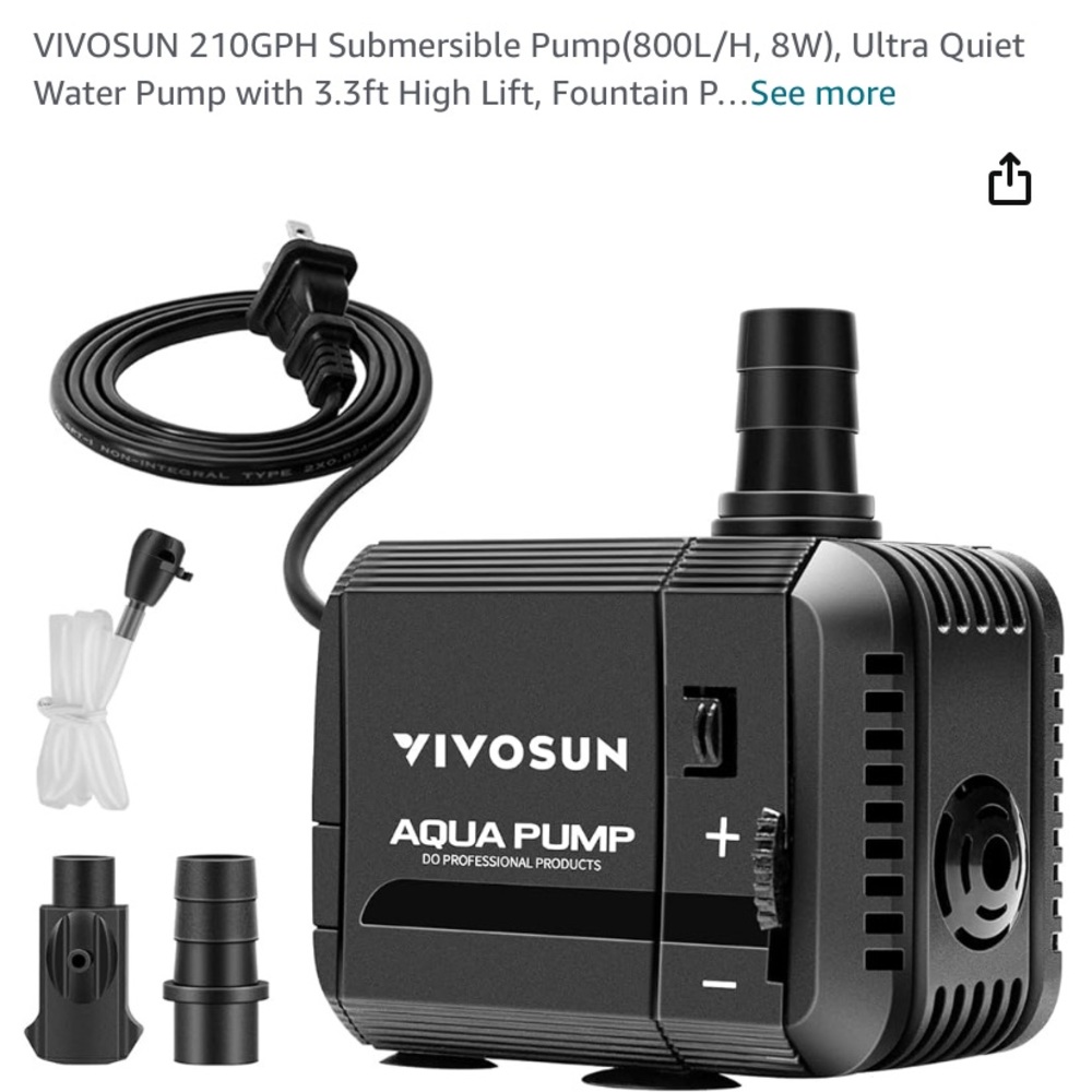 VIVOSUN 210GPH Submersible Pump(800L/H, 8W)